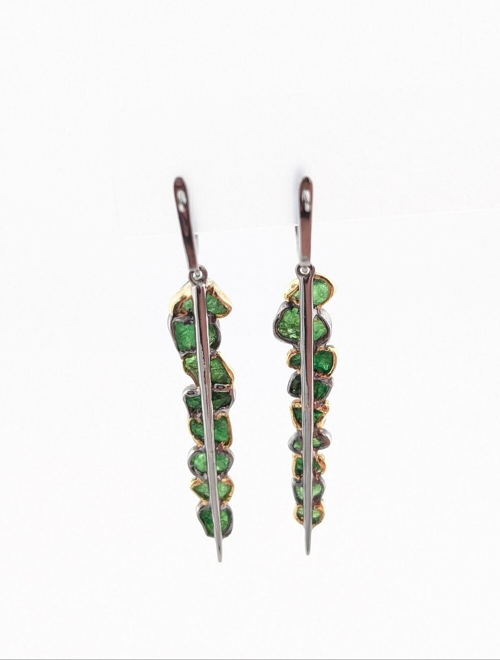 Tsavorite Garnet 18K 925 Black Rhodium Earrings -German Kabirski- Luxury Jewelry - Picture 10 of 12